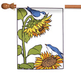 Blue Bird Sunflowers Flag image 5