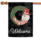 Snowman Wreath Welcome Flag image 5