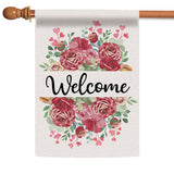 Welcome Heart Flowers Flag image 5