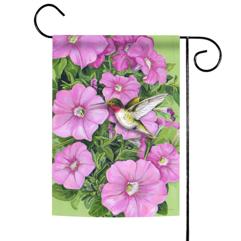 Hummingbird and Petunias Flag image 1