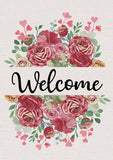 Welcome Heart Flowers Flag image 2