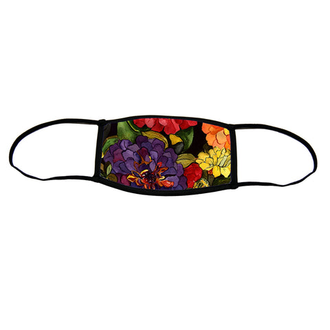 Zippy Zinnias Small Premium Triple Layer Cloth Face Mask with Ear Loop Adjusters