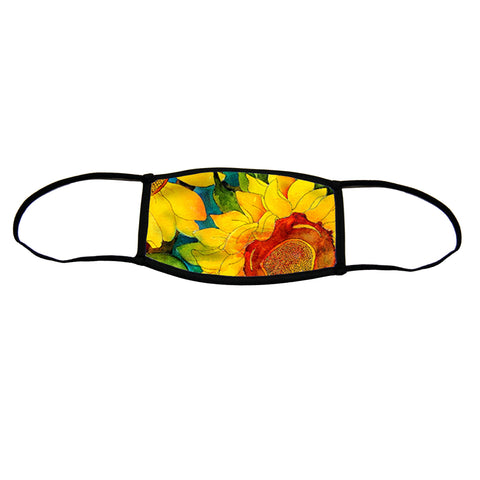 Sunny Sunflowers Small Premium Triple Layer Cloth Face Mask with Ear Loop Adjusters