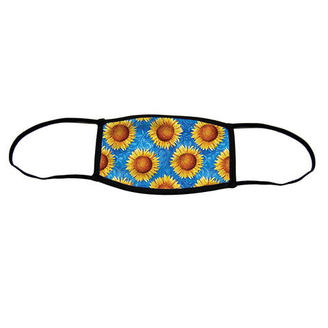 Sweet Sunflowers Small Premium Triple Layer Cloth Face Mask with Ear Loop Adjusters