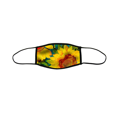 Sunny Sunflowers Medium Premium Triple Layer Cloth Face Mask with Ear Loop Adjusters