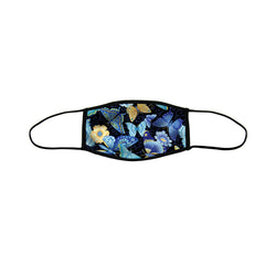 Blue Butterflies Medium Premium Triple Layer Cloth Face Mask with Ear Loop Adjusters