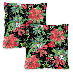 Bold Poinsettias Indoor/Outdoor Pillow Case (2-Pack)