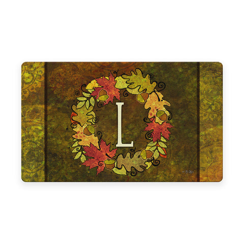 Fall Wreath Monogram L Door Mat image 1