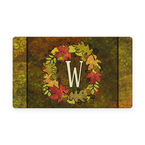 Fall Wreath Monogram W Door Mat image 1