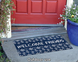 Chalk Flowers Welcome- Blue Door Mat image 4