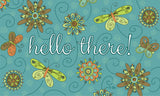 Hello Flowers and Butterflies- Blue Door Mat image 2