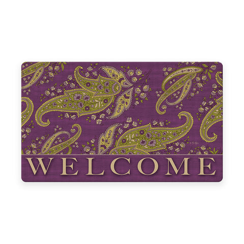 Purple Stained Paisley- Welcome Door Mat image 1