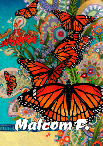Monarch Madness Personalized Garden Flag (12.5 x 18")